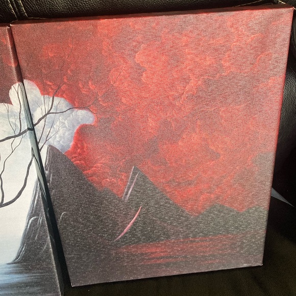 Santin Canvas Wall Art: 3 Piece Panels of Abstract Tree & Cloud Scene - Picture 7 of 13